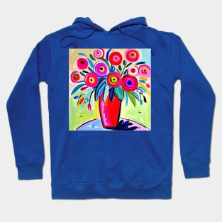 Cute Abstract Flowers in a Pink Vase Still Life Painting Hoodie